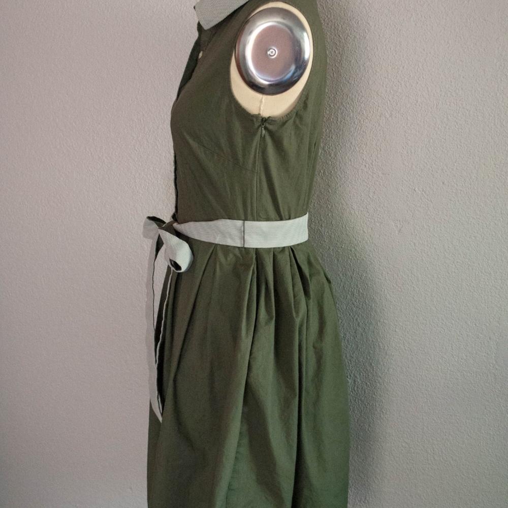 Jones & Co Sleeveless Olive Shirt Dress - Picture 4 of 5